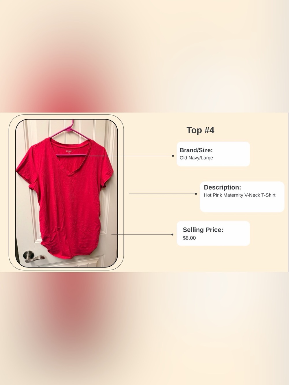 Old Navy Maternity Hot Pink V-Neck Short Sleeve Tee